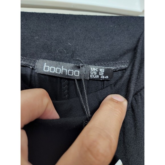 Boohoo Womens Size 12 Basic Jersey Midaxi High Waisted Pants Black Soft - Picture 7 of 8